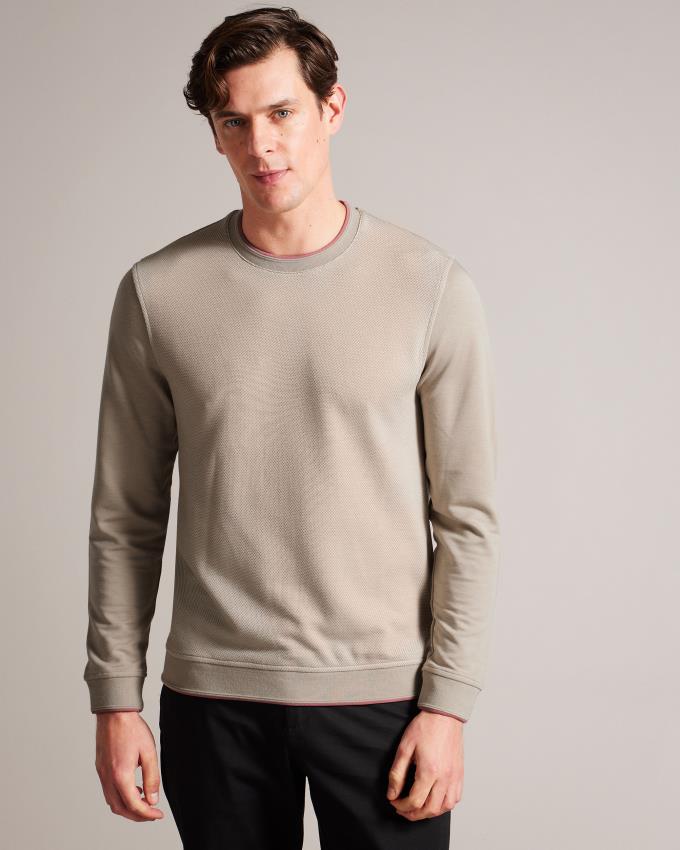 Pull Ted Baker Textured Front Grise Homme | YNC-19164627